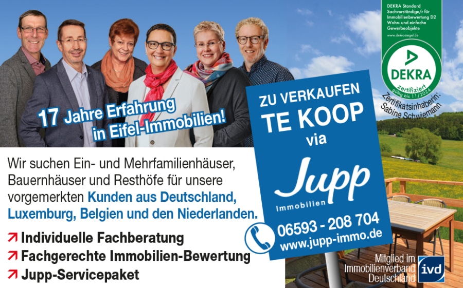 JUPP_Plakat-Anzeige_NEU 17 Jahre - Zeer mooi gerenoveerde voormalige Eifler-boerderij, Strotzbüsch