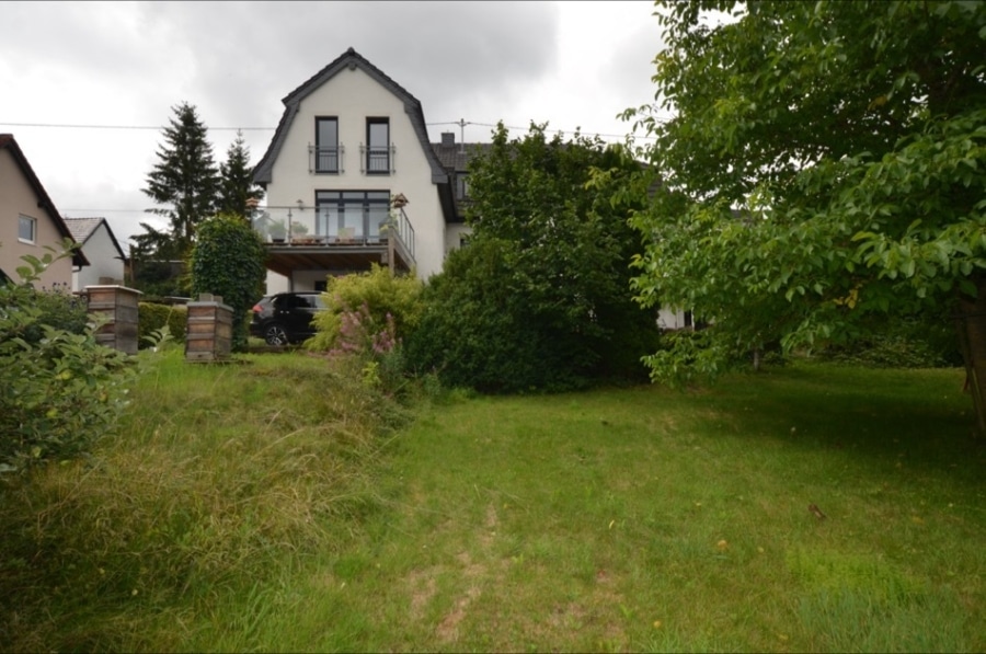 Zweifamilienhaus mit Gewerbeeinheit und großem Grundstück und Garagen, Niederehe (14) - Rückansicht WE 2