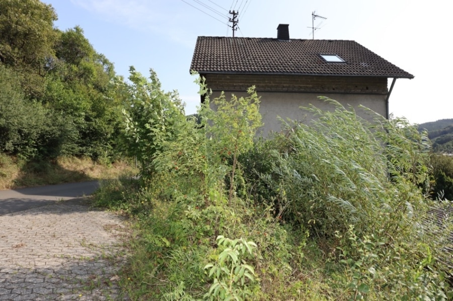 Rückseite - Geräumiges Wohnhaus mit befestigtem Parkplatz, zus. Grundstück und Garten Leimbach (4)