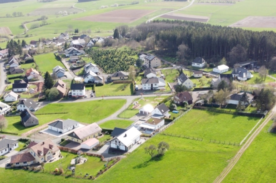 Westansicht - Nieuw gebouwde bungalow met garage, carport, overdekt terras, buitenzwembad en onderhoudsvriendelijke tuin, gelegen op een rustige locatie aan de rand van het dorp Salm (10)